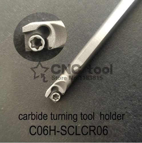 FINCOS C06H-SCLCR06, titular do suporte da ferramenta de giro de carboneto Diâmetro de 6 mm 100mm Use Tungstênio Inserir CCMT060204