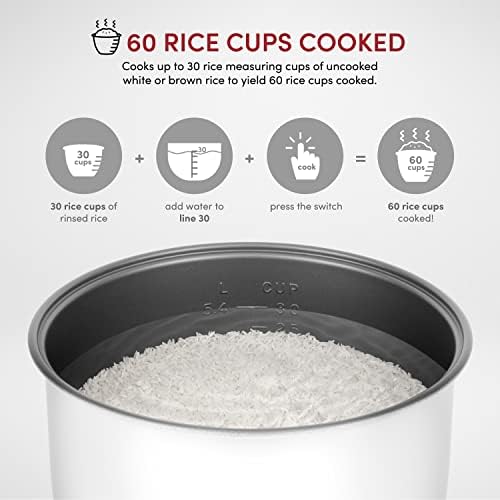 Aroma Housewares 60 xícaras panela de arroz comercial, exterior de aço inoxidável, prata