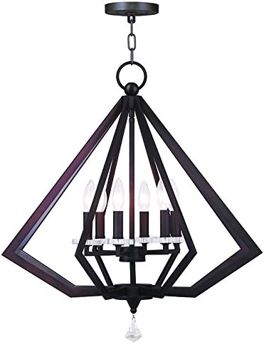 Iluminação Livex 50666-07 Chandelador de 6 luzes de diamante, bronze