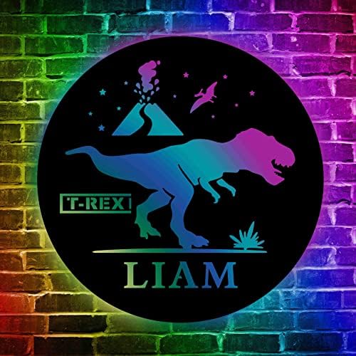 Dinosaur Custom Kids Nome Decoração de parede - Meninos LED SIGN - DINOSAUR NEON Decor - Lâmpada de luz infantil - Nome personalizado Menino LED personalizado sinal