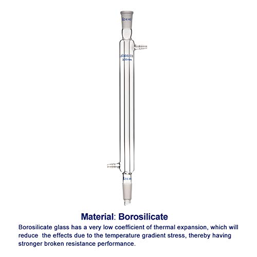 Condensador Liebig de vidro de vidro borossilicato de labasics com condensador de vidro de laboratório com comprimento de