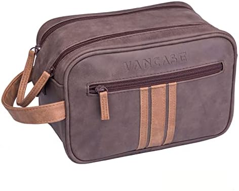 Bolsa de higiene pessoal para homens, kit de dopp de couro vintage da Vancase, grandes sacos de barbear à prova d'água,