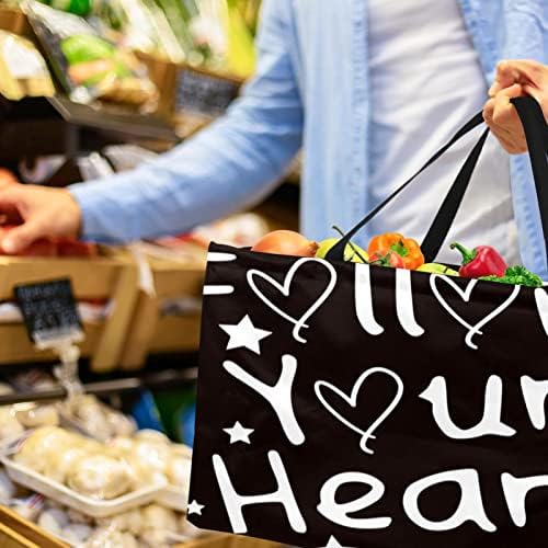 Sacos de supermercado reutilizáveis ​​de Lorvies siga seu padrão de coração dobrável lavável caixa de armazenamento grande