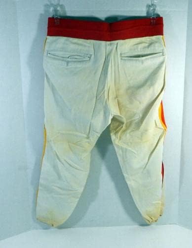 1984 Houston Astros Mark Bailey 6 Jogo usou calças brancas 35-23 DP24443 - Jogo usado calças MLB usadas