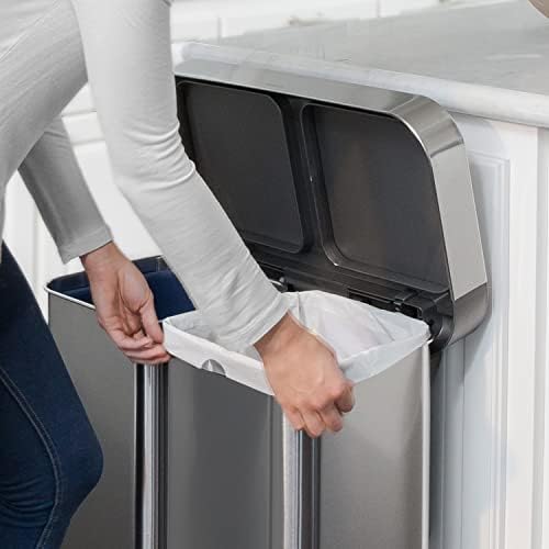 Código simples Human H Sacos de lixo de cordão personalizado em pacotes de dispensadores, 100 contagem, 30-35 litros / 8-9,2 galões, branco