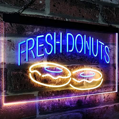 AdvPro Fresh Donuts Home Décé Decor Dual LED LED NEON SIGN Blue & Yellow 16 X 12 ST6S43-I2072-BY