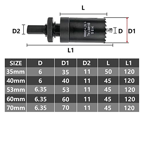 Bit de perfuração do núcleo 35 40 53 60 70mm Buraco bi-metal serra SAW GOBIDE SAW para a ferramenta de perfuração de