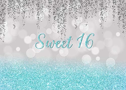 Glitter Silver e Blue Bokeh Spot Sweet 16 tema Castas de tema Girls Sweet 16th Birthday Party Photography Background Princess