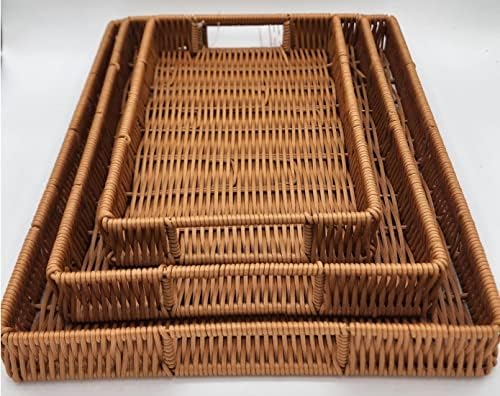 Cesta de armazenamento de hacintos de água - 10x6 polegadas cestas retangulares de vime de tecido retangular - organizador de prateleira decorativa de tecido natural para organizar prateleiras de banheiro, quarto, cozinha, lavanderia, despensa