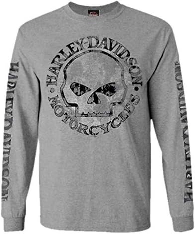 Camisa masculina da Harley-Davidson, camiseta de manga comprida Willie G, cinza 30296651