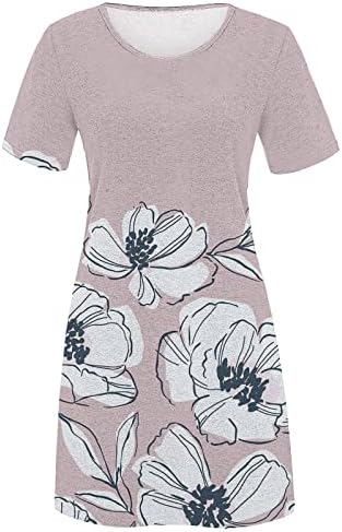 Mini vestido KCJGIKPOK, FLOR FLOR PRIND Crewneck Manga curta vestidos modernos vestidos de verão casual de verão