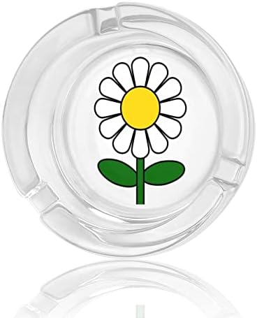 Daisy Flower Glass Ashtray para cigarros redondo bandejas de cinzas para escritório em casa e restaurantes