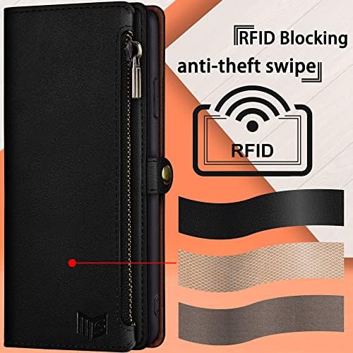 Suanpot para iPhone 11 6.1 Caixa da carteira 【bloqueio de RFID】 【【9 cartas】】 【Pocket】, titular de cartão de crédito Flip Folio Book Pu Couro Cheamento Capa Mulheres para Mulheres para Apple 11 Caso de telefone preto preto preto preto preto preto preto preto preto preto