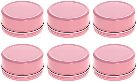 JUTAGOSS 5 onças de alumínio redondo com latas de parafuso latas de parafuso Tampo para latas de balete labial Crafts Cosméticos Armazenamento de alimentos DIY rosa 6pcs