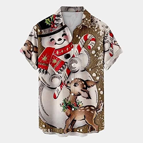 Wocachi Christmas Button Down camisetas para masculino Manga curta engraçada Xmas Papai Noel