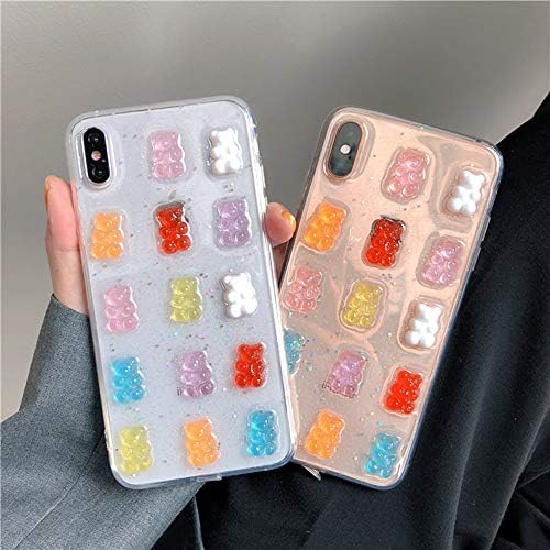 Unnfiko 3D Clear Case Compatível com iPhone XS Max, Ursões de desenhos animados super fofos, capa de caixa de proteção suave e engraçada