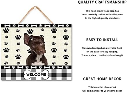 Labrador Retriever Bem -vindo ao sinal de madeira 8x10in Farmhouse Wood Sign com Quote Housewarming Gift Puppy Dog Creeds Creades Pets donos de cães Presente de boas -vindas