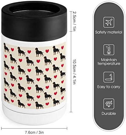 Cão Rottweiler Pattern mais frio copo de aço inoxidável isolada lata coolers tumbler com tampas para homens homens presentes