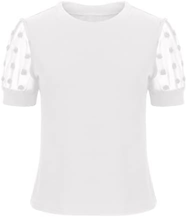 Camisa de manga de sopro para mulheres suíças de malha de ponta curta tops de manga curta