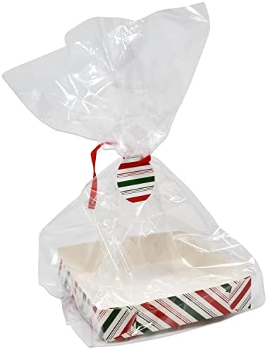 Bandeja de papelão de biscoito de Natal com saco de embrulho de celofane transparente e etiqueta de presente 8 pacote para assar biscoitos cupcake gulose