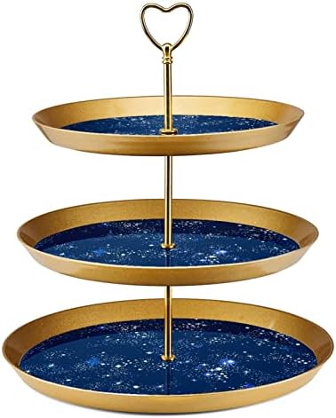 Bolo Stands Conjunto de 3, Galaxy Space Pedestal Display Table Sobessert Cupcake Stand para Celebração do chá de bebê de casamento