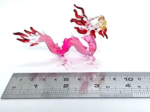 Sansukjai Dragão Miniatura Minça Bailada Arte de Vidro Figuras Animais Decora Home Colecionável, Pink