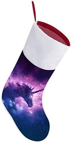 Unicorn Galaxy Nebula Cloud Funny Christmas Meking com meias de natal de punho curto para lareira decoração de férias