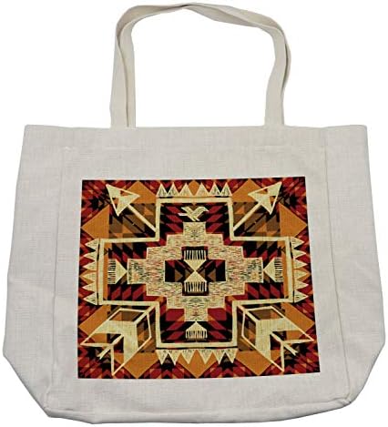 Bolsa de compras de Arrow de Ambesonne, design gráfico de padrões inspirado Arte abstrata com tons de terra, bolsa reutilizável ecológica