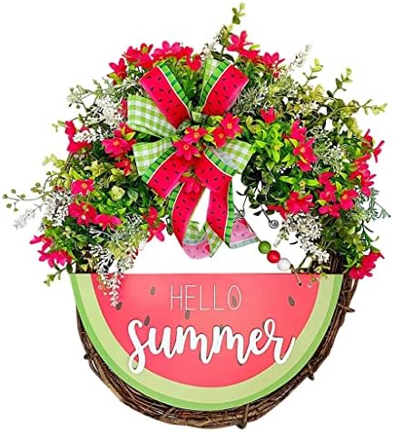 Sdfgh Summer Watermelon Wreaths Decoração da porta da frente Decoração de arco artificial Doce grinalda de verão para o escritório