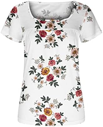 Camisetas casuais para mulheres de manga curta vneck scoop pescoço spandex gráfico floral blusa solta blusa camiseta meninas wk