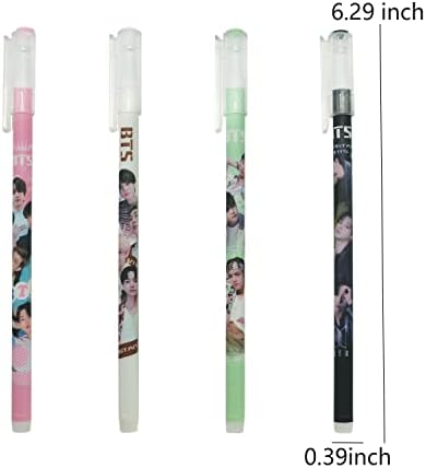 Bangtan Boys 12 PCs caneta de gel fofa, caneta de esferográfica de tinta preta de 0,5 mm, caneta em gel de escrita de ponto fino,