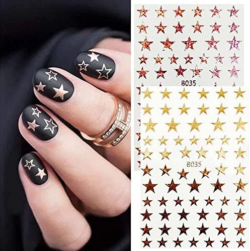 8 lençóis adesivos de arte de unhas estrela 3d Decalques de unhas brilhantes e brilhantes