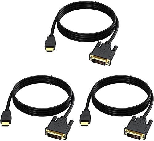 Mosimli DVI para HDMI Cabo 3-Pack, 3 pés HDMI bidirecional para DVI Cord Compatível para computador, desktop, laptop, PC,