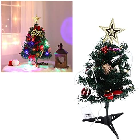 19.6 polegadas Mini árvores de Natal com luzes LED de várias cores e ornamentos pendurados para decoração de Natal DIY