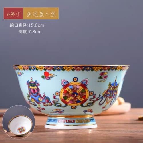 Xialon 1pc 15,6cm 6.14 em Qing Qianlong Boutique Pastel Seasons Flor High Bowl Antique Porcelana Decoração de Estudo