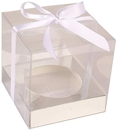Favores de casamento nos EUA Caixas de transportadora de cupcakes transparentes com inserções de prata - 50 pacote