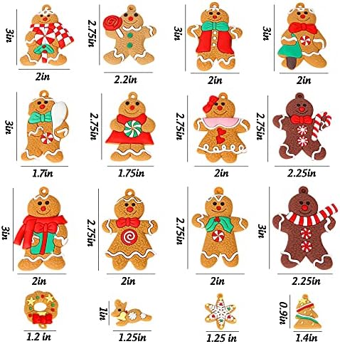 Amor Present Gingerbread Man Ornaments, 16 PCs Gingerbread Decorações de Natal Decorações de Ginger -pbread Ornamentos para