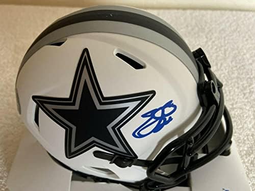 Emmitt Smith assinou autografado Dallas Cowboys Mini Capacete Prova Holograma - Mini Capacetes Autografados da NFL