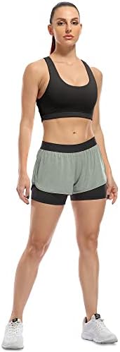 ICYZONE Running Yoga Shorts para Mulheres-Trabalho Ativo Exercício do Exercício de Exercício Atlético 2-Em-1