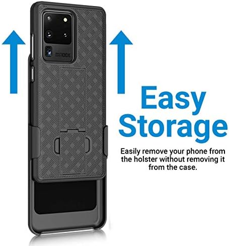 Os coldres do telefone celular Aduro para o protetor de sujeira do Samsung Galaxy S20 inclui clipe de cinto e kickstand