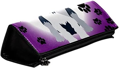 Caixa de lápis Guerotkr, bolsa de lápis, bolsa de lápis, estética de bolsa de lápis, padrão roxo de cachorro animal padrão