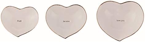 Transpac A0676 Valentine Heart Trinket Prishes, conjunto de 3, dolomita