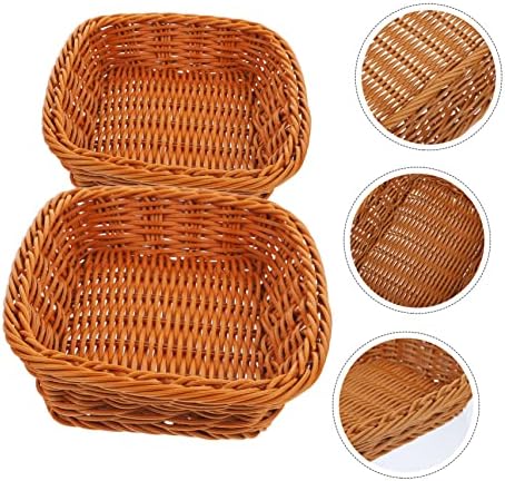 Angoily 2pcs Rattan Basket Candy Candy Snack PP