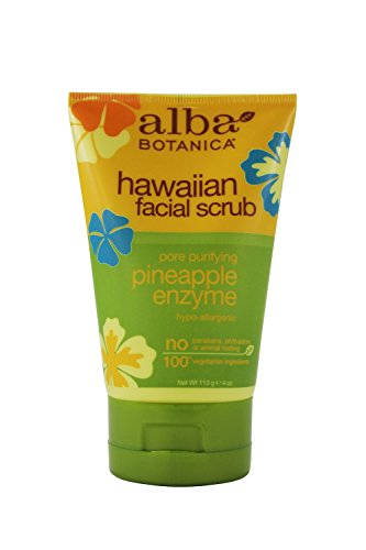Esfrojo facial havaiano de alba Botanica, enzima de abacaxi purificador poros 4 oz 8