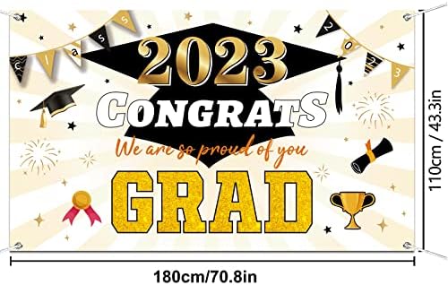 Decorações de graduação Parabéns Banner de graduação 2023 Banner de graduação para a turma de 2023 Decorações Graduação