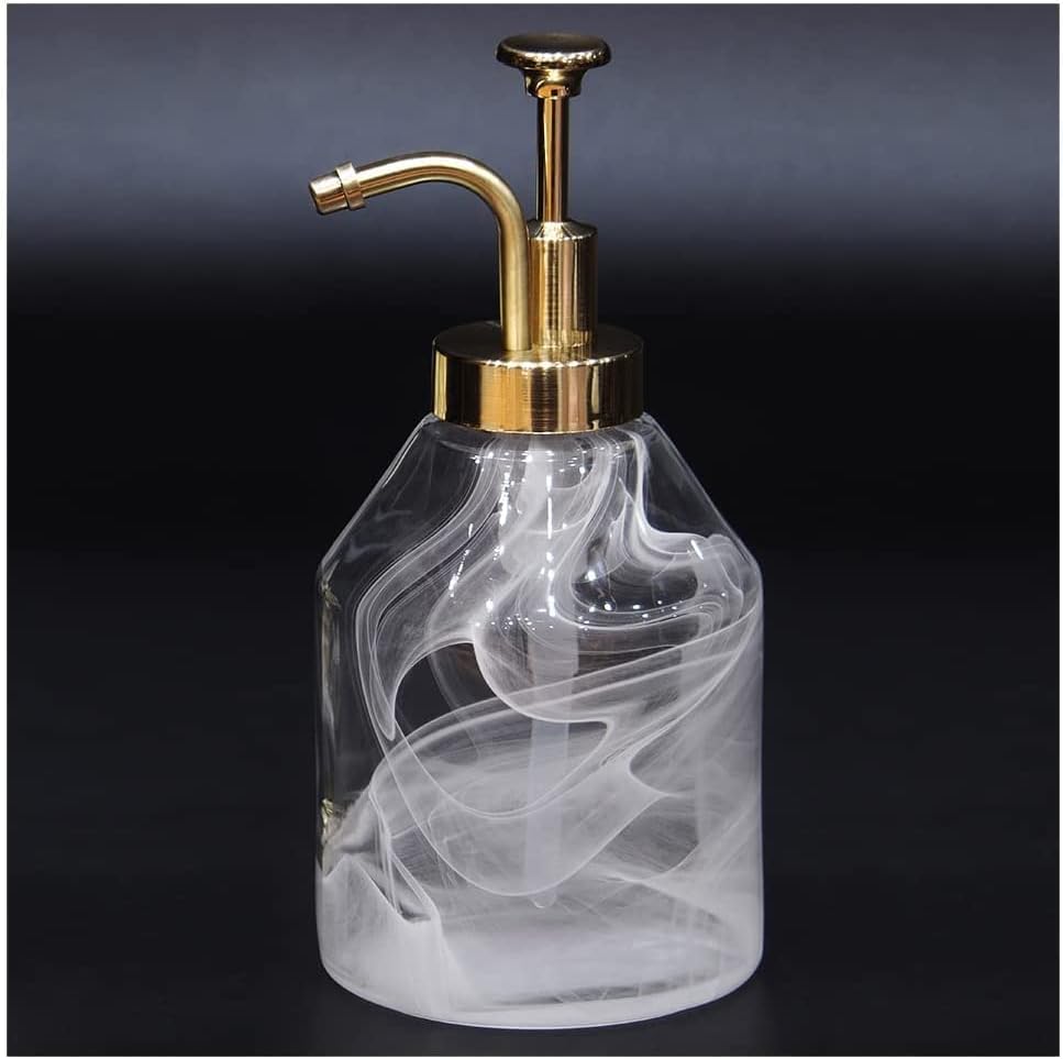 Distribuidor de sabão de vidro grosso de Suanti para banheiro, garrafa de sabão de vidro 3D de fumaça 3D soprada à mão e bomba