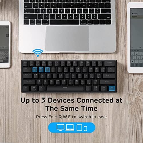 RK Royal Kludge RK61 sem fio 60% Triplo Modo BT5.0/2.4g/USB-C Teclado mecânico, 61 teclas Bluetooth Mecânica Teclado, teclado de jogos compacto com software