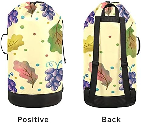 Feliz Dia de Ação de Graças Folhas de Uva Bolsa de Lavanderia Pesada Mochila de Lavanderia com Alças de ombro Handles Viagem Bolsa de Lavanderia Fechamento de Custring Dirty Roupas Organizador para Viagens Campo de Lavanderia