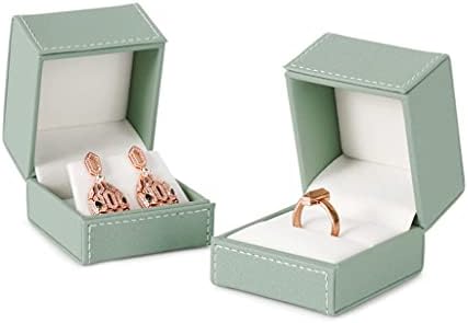 WODMB Light Green Jewelry Box Proposta de anel de casamento Pingente Bracelet Storage Storage de jóias de couro PU
