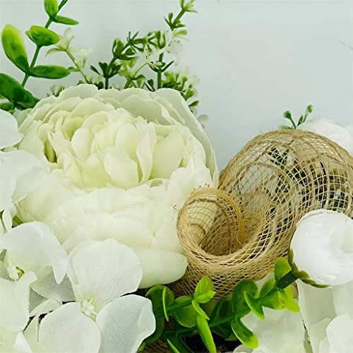 Zhyh 45cm White Hydrangea Greath Port Soliving Simulation Garland para jardim doméstico